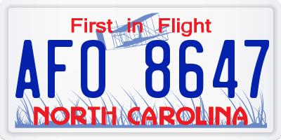 NC license plate AFO8647