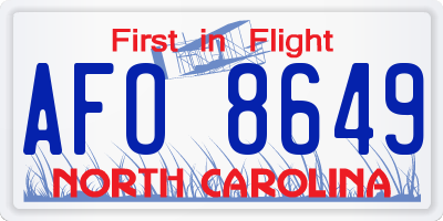 NC license plate AFO8649