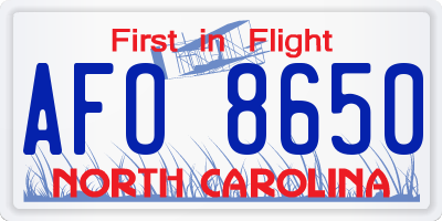 NC license plate AFO8650