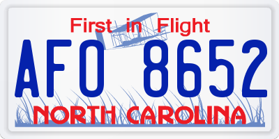 NC license plate AFO8652