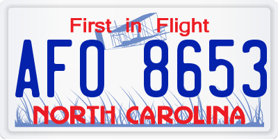 NC license plate AFO8653