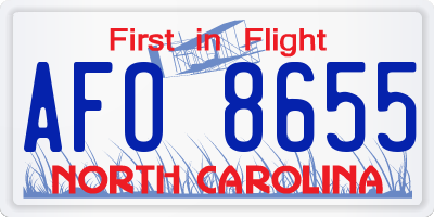 NC license plate AFO8655