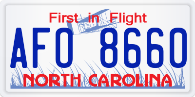 NC license plate AFO8660
