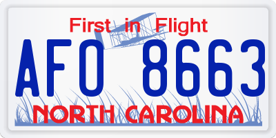 NC license plate AFO8663