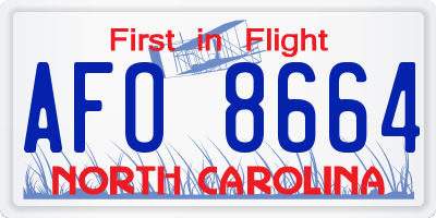 NC license plate AFO8664