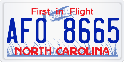 NC license plate AFO8665
