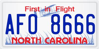NC license plate AFO8666