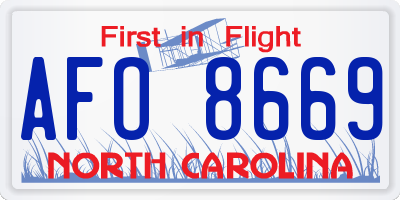 NC license plate AFO8669