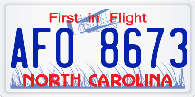 NC license plate AFO8673
