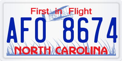 NC license plate AFO8674