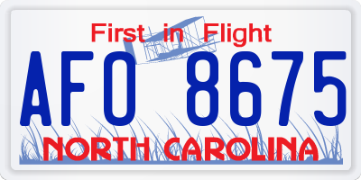 NC license plate AFO8675