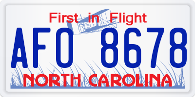NC license plate AFO8678