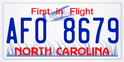 NC license plate AFO8679