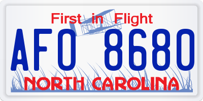 NC license plate AFO8680