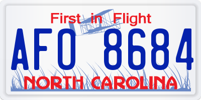 NC license plate AFO8684