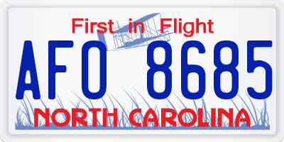 NC license plate AFO8685