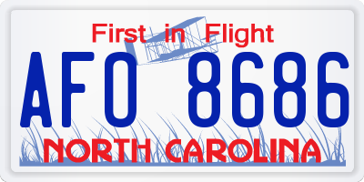 NC license plate AFO8686
