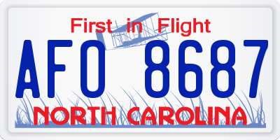NC license plate AFO8687