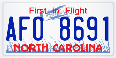 NC license plate AFO8691