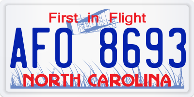 NC license plate AFO8693