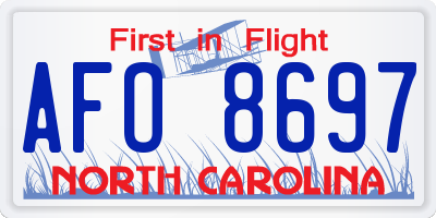 NC license plate AFO8697