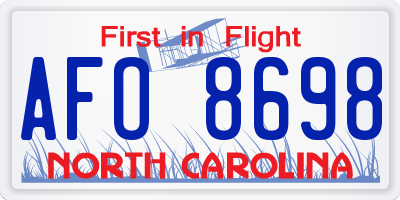 NC license plate AFO8698