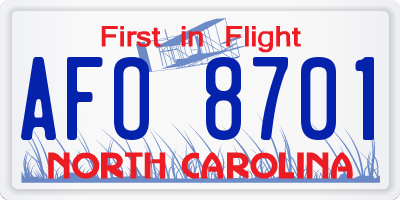 NC license plate AFO8701