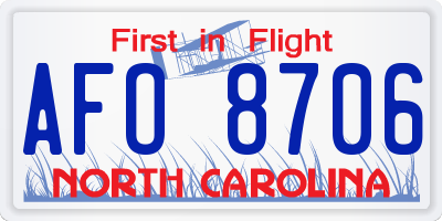 NC license plate AFO8706