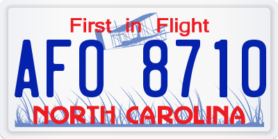 NC license plate AFO8710