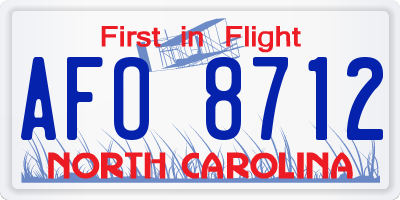 NC license plate AFO8712