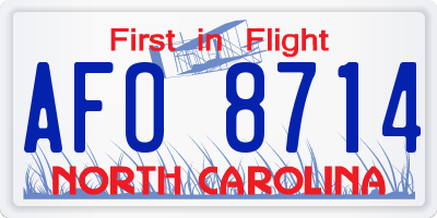 NC license plate AFO8714