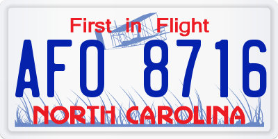 NC license plate AFO8716