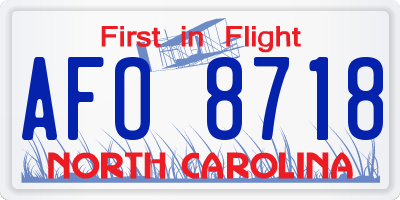 NC license plate AFO8718