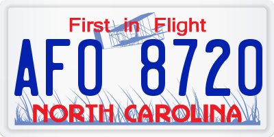 NC license plate AFO8720