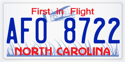 NC license plate AFO8722