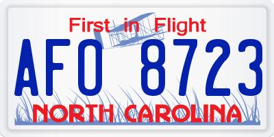 NC license plate AFO8723