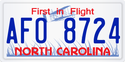 NC license plate AFO8724