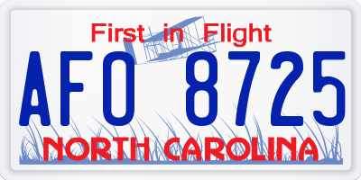 NC license plate AFO8725