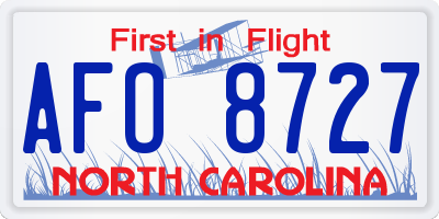 NC license plate AFO8727