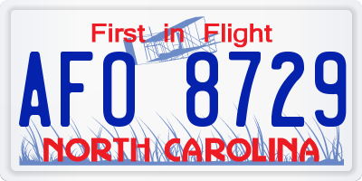 NC license plate AFO8729