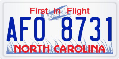 NC license plate AFO8731