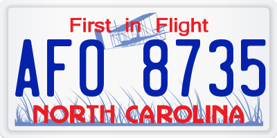 NC license plate AFO8735