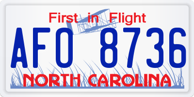 NC license plate AFO8736