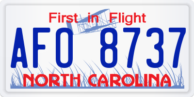 NC license plate AFO8737