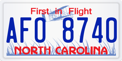 NC license plate AFO8740