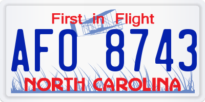 NC license plate AFO8743