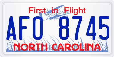 NC license plate AFO8745