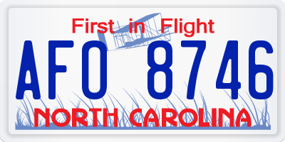 NC license plate AFO8746