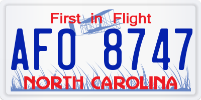 NC license plate AFO8747
