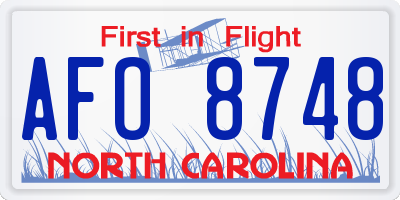NC license plate AFO8748